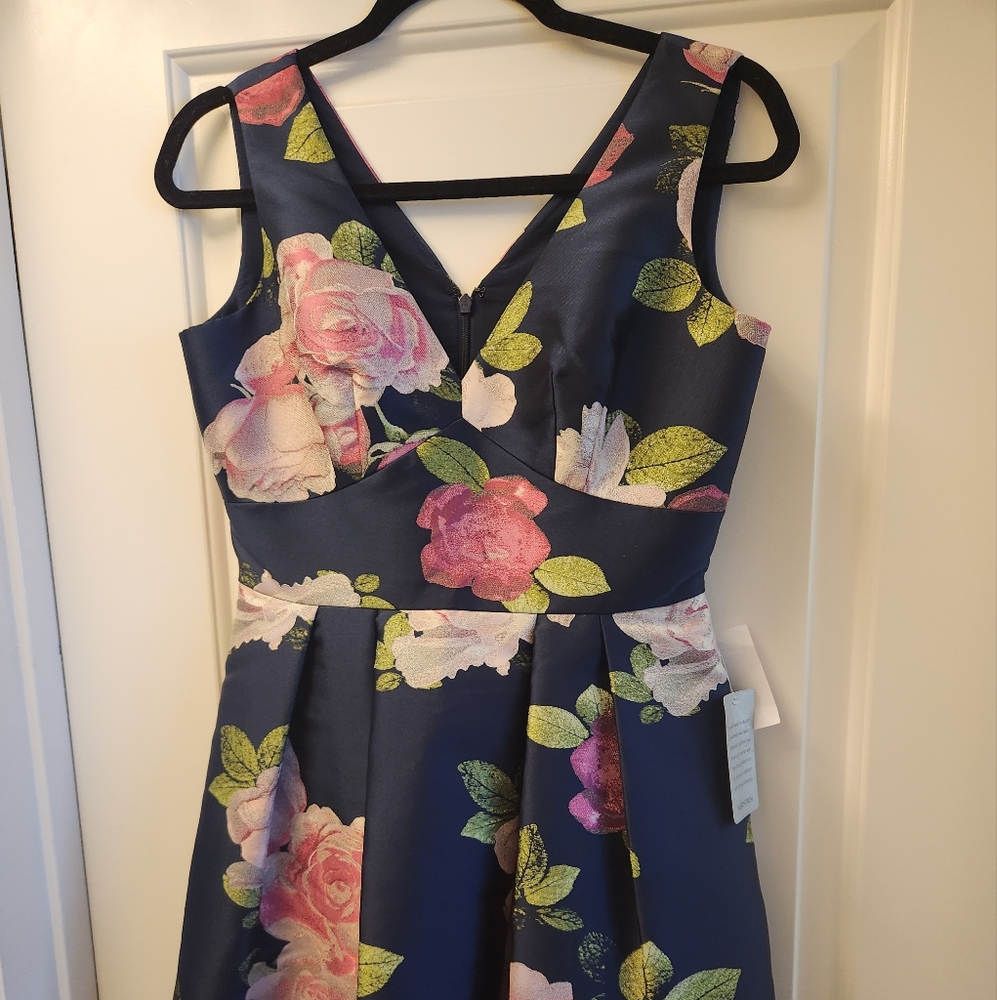 Eliza J Midi Floral Dress, navy, size 4